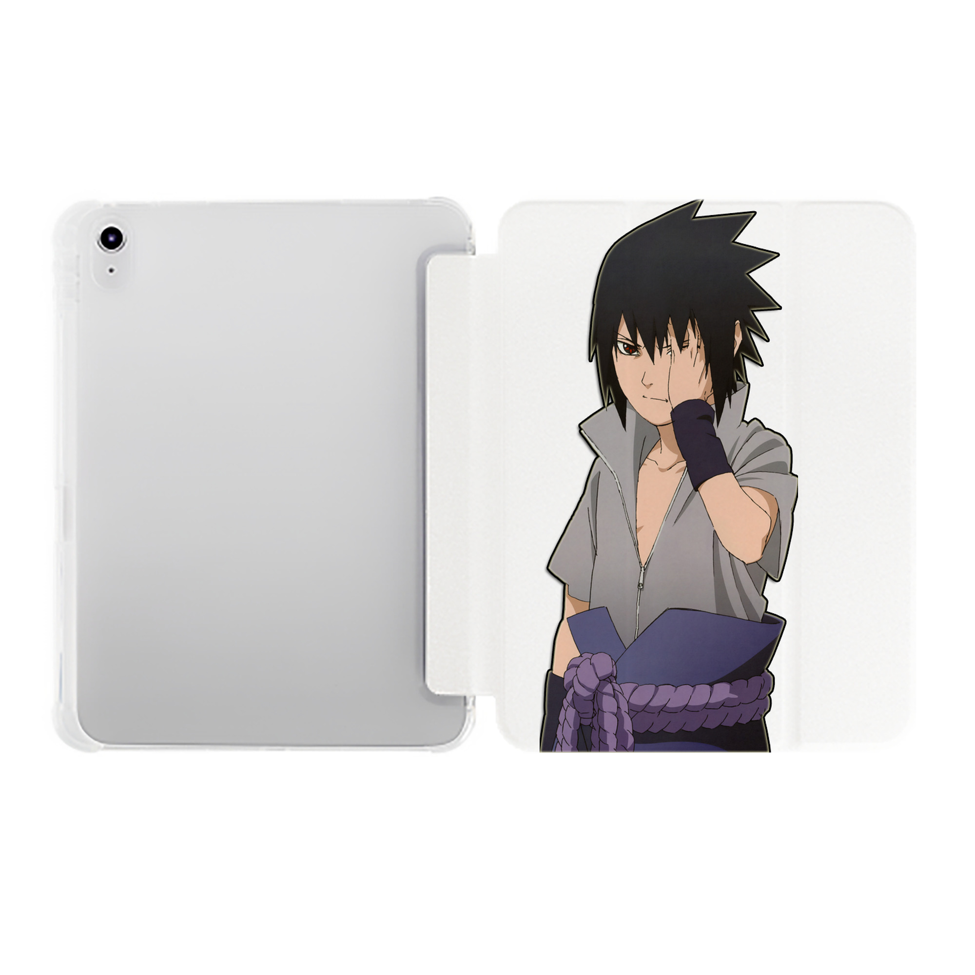 （画像用） NARUTO -ナルト- うちは サスケ Uchiha Sasuke IPad ケース ペン収納付き 三つ折りスタンド PUレザー×シリコン 対応機種9.5/10.5/10.9インチ